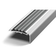 ПОРОГ угол ПУ-71 40х20 мм. с серой ПВХ вставкой СЕРЕБРО АНАДИРОВАННОЕ 1,8 м. (6/24) (ПУ 71.1800.01л)