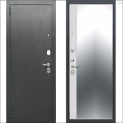 Дверь мет. ТАЙГА - Эмалит 9 см Зеркало 860х2050 ЛЕВАЯ, металл 1,2 мм., Наполнение: минеральная плита