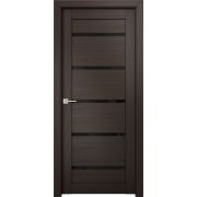 Дверь ПО Crystal 3 р-р 80х 200 см. ПВХ Ларче шоколад -Лиственница Тёмная Classik Black Стекло ЧЁРНОЕ