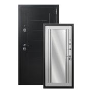 Дверь входная Кадос, зеркало, серебро Т-16 бетон снежный р-р 860х2050х100 мм. ЛЕВАЯ; металл 1,5 мм.; утеплитель: мин.плита ; масса 90 кг.