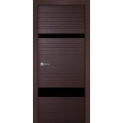 Дверное полотно СИНЕРГИЯ МАТ ALU 2 ст. ЗПЗ Венге ПО (стекло Черный лак) р-р 600*2000 мм.